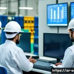 산업안전기사와 건강 진단 프로그램 - A diverse group of industrial workers in a modern Middle Eastern factory setting, wearing appropriat...